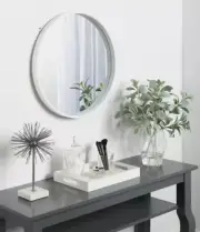 2530621 Kate and Laurel Travis 21.6-in L x 21.6-in W Round White Framed Mirror