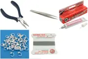 Bead Tip Kit - Pliers, Tweezers, Cement, 50 Bead Tips & Grey Bead Cord #1