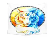 Inner Balance Oriental Sun Moon Tiger Tapestry
