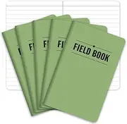 Field Notebook - 3.5"x5.5" - Green - Lined Memo Book - Pack of 5