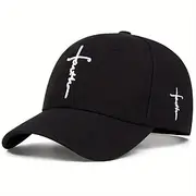 Men's Baseball Cap Sun Hat Trucker Hat White Black White Acrylic / Cotton Embroidered Fashion Casual Daily Festival Cross Faith Adjustable Sunscreen Breathable