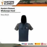 Hunters Element Mens Warm Tough Whakarapu Hood Top Micro Fleece Navy Black