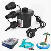 Generic Electric Air Pump Portable for Swimming Rings Inflatable Boat air mattresses Pool Floats raft Sofa kayakQuick-Fill Air Pump with 3 Nozzles, 110-240V AC/12V DC, Perfect inflator/Deflator Pumps