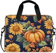 Quteprint Watercolor Autumn Pumpkins Sunflowers 15.6 Inch Laptop Bag Briefcase for Business, Water-Resistant Computer Bag Fits 14-16 Inch Notebook for Men Women, Office Travel Work Backpack, Multi