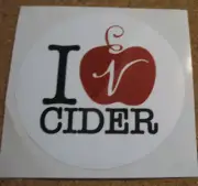 I Love CIDER Apple Logo Sticker Advertising NEW