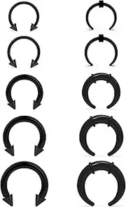 [Tvalccoy] Septum Stretching Kit Septum Rings Septum Jewelry Septum Piercing Kit Black Septum Ring Septum Piercing Jewelry Septum Pincher Septum Piercings Internally Threaded Septum Ring