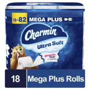 Ultra-Soft Toilet Paper 18 Mega Plus Rolls Septic Safe 2-Ply Bulk Tissue