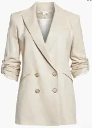 VERONICA BEARD PARINETI METALLIC-LINEN DICKEY JACKET SILVER SIZE 0