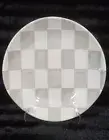8 Brown Taupe Cream Checkered Melamine Salad Plates 9" Mocha Checked Shabby Chic