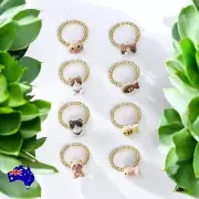 8 Styles Crystal Cat & Fish Elastic Ring Handmade Craft Japanese Seed Beads AUS