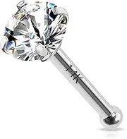 [CHARMONLINE] 14k Gold Nose Stud Real Gold Nose Rings 20g Yellow Gold Nose Stud Star,Heart,Round Cubic Zirconia 20G Hypoallergenic Nose Piercing for Women