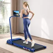 [Black Lord] Electric Walking Pad Foldable Treadmill Home Office Gym Exercise Machine 2.4HP Fitness Equipment Under Desk Bluetooth APP Remote Control, Cardio Aerobic Trainer for Jogging Running Blue