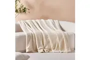 Serene Hudson Fleece and Sherpa Reverse Throw Blanket Cream
