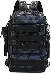 VEVEL Camping Backpack Fishing Tackle Storage Bag Men Outdoor Shoulder Fishing Lure Gear Bags with Rod Pole Holder Hunting Hiking Pack(Black Camo)