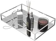 Cq acrylic Decorative Tray,Silver Mirror Tray for Jewelry,Bathroom Vanity Tray,Jewelry Tray Storage Organizer Makeup Tray for Vanity and Dresser,Pack of 1