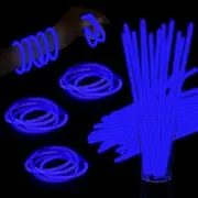 Taikula 60 Pack 8” Glow Sticks Bracelet Bulk Glow Sticks with 60 Connectors Neon Glow In The Dark Party Supplies for Christmas Holiday Decoration Party Carnival (Blue)