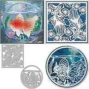 Goldfish Frame Cutting Dies for DIY Scrapbooking Metal Watergrass Cutting Dies Lotus Leaf Punching for Card Making Embossing Photo Album Craft Decor