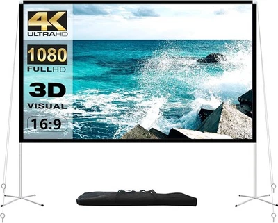 Projector Screen and Stand 100 Inch Portable Outdoor Projection 16:9...