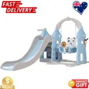 Kids Slide Swing Set Basketball Playground 170cm Blue Hoop Rings Outdoor