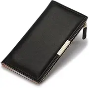 [SKUZA] Wallet,Card Bag,Two Fold Long Wallet for Women Korean Fashion Credit Card Holder with Coin Pocket Clutch Purse Made of Leather Slim Wallets (Color : Blue) (Black) (Color : Black)