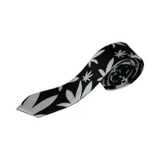 Mens Black & White Flower 5Cm Skinny Neck Tie