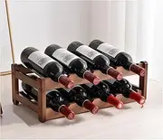 Wine Rack, Nature Bamboo Wine Display Rack, 8 Bottles 2-Tier Free Standing Wine Racks, Wine Rack Countertop Holder Storage Shelf for Kitchen Cabinet Dining Room Bar