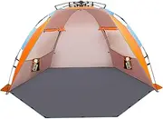 Oileus X-Large 4 Person Beach Tent Sun Shelter - Portable Sun Shade Instant Tent for Beach with Carrying Bag, Stakes, 6 Sand Pockets, Anti UV for Fishing Hiking Camping, Waterproof Windproof