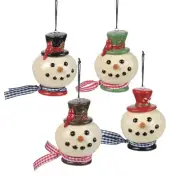 Snowmen Heads Salt and Pepper Shakers Set Holiday Ornaments 2 Pair