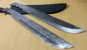 Custom hand made knife king's Damascus Steel Filipino Machete Blank Pair