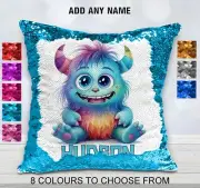 Monster Cushion Cover Throw Pillow Reversible Sequins Personalised