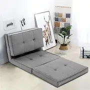 [Artiss] Sofa Bed, Folding Adjustable Futon Couch Cushions Floor Lounge Recliner Chair Lounger Office Outdoor Indoor Living Room Bedroom Furniture, Removable Foldable Soft Space Saving Grey