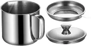 KOCKSHION Stainless Steel Oil Filter Cup Multi Use Grease Strainer for Kitchen Cooking Oil Separator Jug with Workmanship for Effortless Filtration