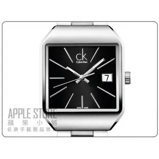 【蘋果小舖】CK Klein Herrenuhr 凱文克萊品味方形鋼帶錶-黑 # K3L31161