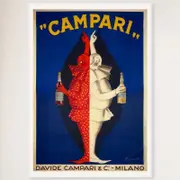 Galrie Davide Campari Clowns Vintage Art Nouveau Poster - Red and White Design Artwork, White Frame, A3 30 x 42cm (12 x 16inch)