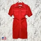 Off-White Virgil Abloh 2013 Denim Shirt Dress in Red