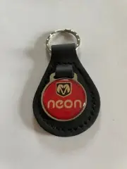 Neon Keychain Black Leather Key Fob Key Chain