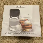 Brookstone Whiskey Ice Mold & Glass set Perfect Duet Glassware & Artisan Ice New