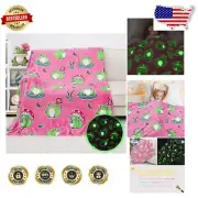 Cute Pink Frog Blanket - Glow in the Dark 60"x80" Throw for Kids' Bedroom Decor