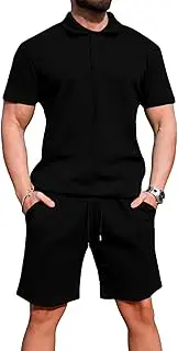 [Uni Clau] Mens 2 Piece Outfits Summer Polo Shirt and Shorts Set Vacation Workout Sets Muscle Casual Tracksuit