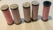 Kreinik Metallics Pinks Lot of 5 #5500 & #3237 In 1/16th & 1 Unk # 12 Tapestry