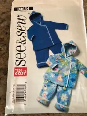BUTTERICK #B4634-INFANT (GREAT 4 FLEECE) JACKET w/HOOD-PANTS PATTERN SM-XL FF