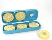 Ruilogod 6 Pcs Beige Fishing Line Foam Roller Spool w Blue Plastic Rectangle Case