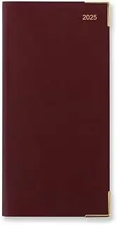 Letts of London Classic Slim landscape week to view with appointments 2025 diary - burgundy
