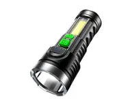 4-core Super Bright Flashlight Rechargeable Outdoor Multi-function P1000 Led Long-range Spotlight Battery Display COB Light - A