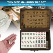 Portable Vintage Mahjong Rare Chinese 144 Tiles Mah-Jong Set Toy W/ Leather Box