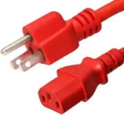 15 PACK LOT 4ft 5-15P - C13 Red Power Cord 18AWG 10A/1250W 125V 3-Prong 1.2M