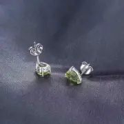 7x5mm Pear Cut Lab-Created Peridot Solitaire Stud Earrings 14K White Gold Plated