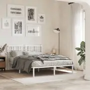 Bed Frame with Headboard Slatted Mattress Base Bedstead Bedroom Metal vidaXL