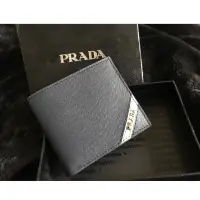 在飛比找蝦皮購物優惠-Prada 藍色防刮牛皮短夾