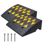 Rubber Curb Ramp 2 Pack, 15.2 cm Rise Height Heavy-Duty 15 tons Load Capacity Threshold Ramps, Driveway Ramps with Stable Grid Structure for Cars, Wheelchairs, Bikes,